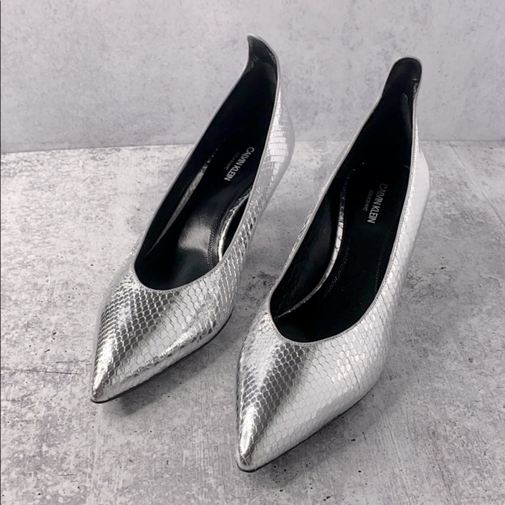 Calvin Klein Collection Kait mirrored python pumps